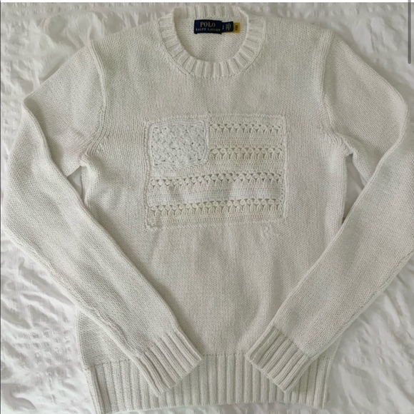 New Ralph Lauren American Flag White Sweater - Picture 2 of 12